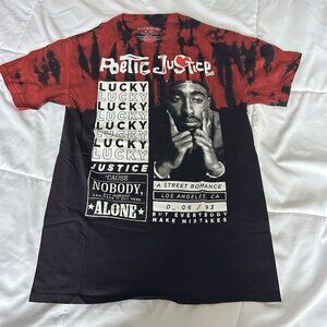 Tupac 2Pac Mens Small Red Black T Shirt Graphic Tee Tie Dye Poetic Justice